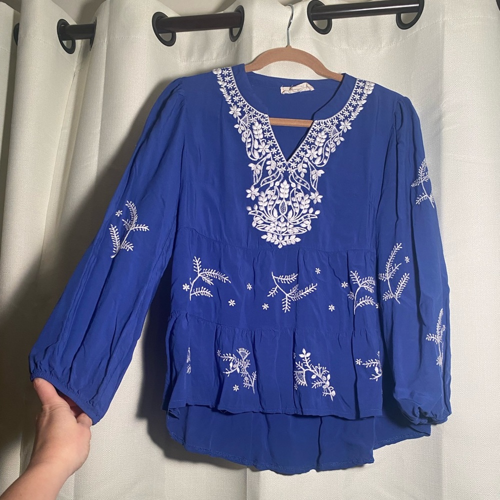Luna Moon Embroidered Peasant Top